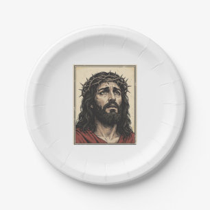 Assiettes En Carton Art vectoriel de portrait religieux de couronne d'