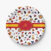 Assiettes En Carton Articles espagnols avec le drapeau pour ajouter (Devant)
