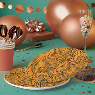 Assiettes En Carton Artisan Halloween Spider Cobweb Doodle Noir