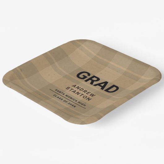 Assiettes En Carton Artisanat Tartan Plaid Moderne Simple Garçon Gradu (Angulaire)