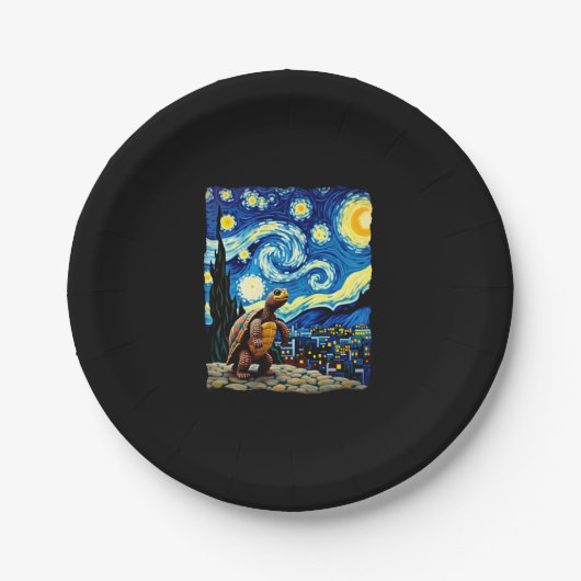 Assiettes En Carton Artistic Turtle Shirt  Starry Night Turtle (2) (Devant)