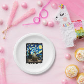 Assiettes En Carton Artistic Turtle Shirt Starry Night Turtle (2) (Fête)