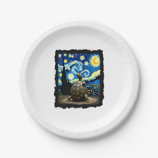Assiettes En Carton Artistic Turtle Shirt Starry Night Turtle (2) (Devant)