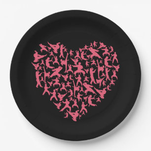 Assiettes En Carton Arts martiaux filles Karate Heart