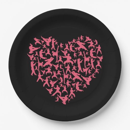 Assiettes En Carton Arts martiaux filles Karate Heart (Devant)