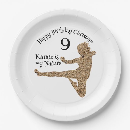 Assiettes En Carton Arts Martiaux Japon Silhouette Karate Boy Annivers (Devant)