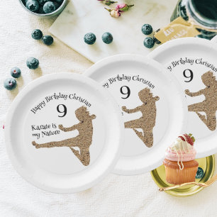 Assiettes En Carton Arts Martiaux Japon Silhouette Karate Boy Annivers