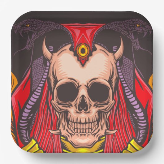 Assiettes En Carton Artsy Skull (Recto)