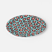 Assiettes En Carton Artsy Trendy Coral Mint Turquoise Leopard Poster d (Angle)