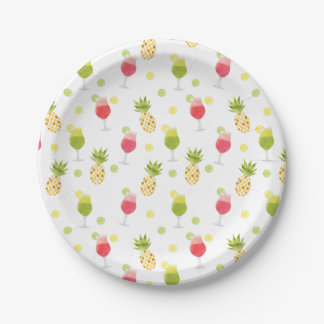Assiettes En Carton Artsy Tropical Cocktail & Motif de fruits