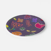 Assiettes En Carton Arty moderne fleurs violettes et roses (Angle)
