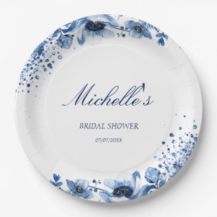 Assiettes En Carton Asiatique Chinoiserie Bleu clair Floral Bridgerton