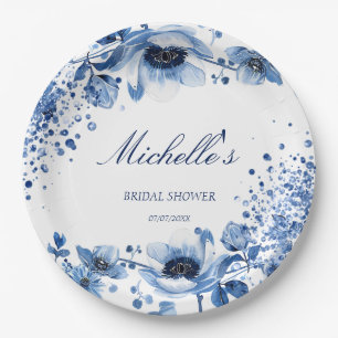 Assiettes En Carton Asiatique Chinoiserie Bleu clair Floral Bridgerton