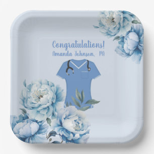 Assiettes En Carton Assistant médical PA personnalisé Blouse bleue