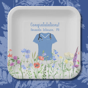 Assiettes En Carton Assistant médical PA personnalisé Blouse bleue