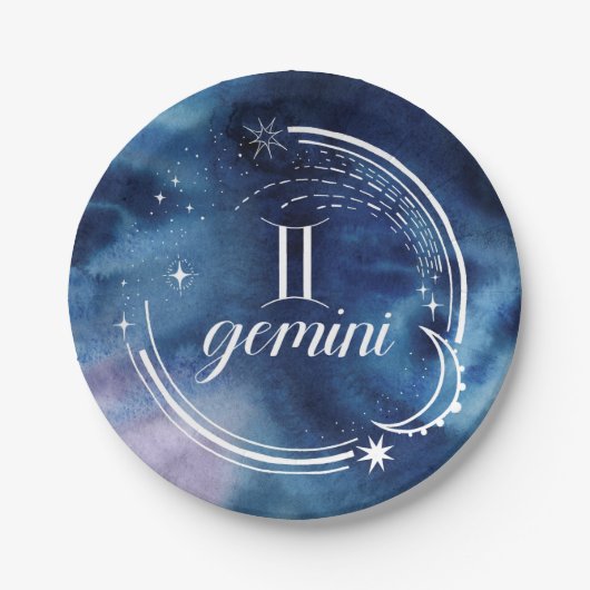 Assiettes En Carton Astrologie aquarelle - Gemini (Devant)