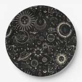 Assiettes En Carton astrologie magique tarot boho motif céleste (Devant)