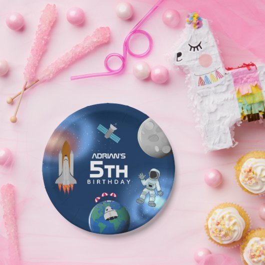 Assiettes En Carton Astronaut dans l'espace Galaxie Thème Anniversaire (Fête)