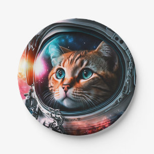 Assiettes En Carton Astronaut de chat spatial drôle Kitty Galaxy Unive