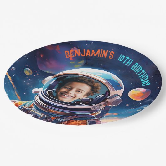 Assiettes En Carton Astronaut Deep Space Sky Planets Photo Birthday (Angle)