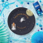 Assiettes En Carton Astronaut Moon Rocket Kids Système solaire amusant (Fête)