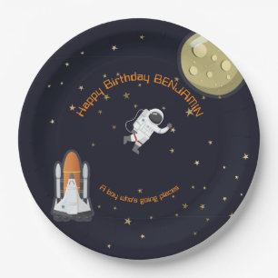 Assiettes En Carton Astronaut Moon Rocket Kids Système solaire amusant