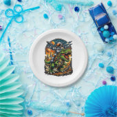 Assiettes En Carton Astronaut Riding a T-Rex – Epic Space Dinosaur (Fête)