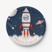 Assiettes En Carton Astronaut Rocket Espace extra-atmosphérique 1er an (Devant)