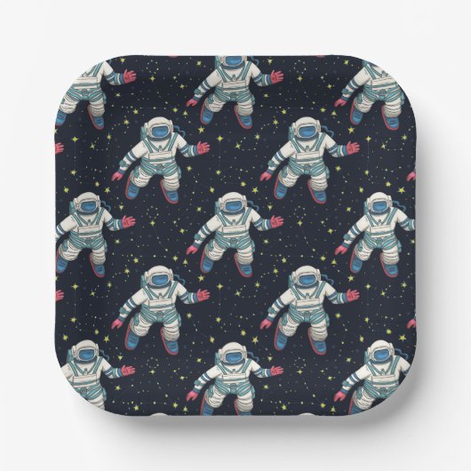 Assiettes En Carton Astronaute de l'espace (Recto)