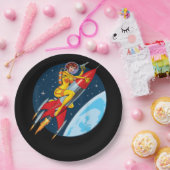 Assiettes En Carton Astronome vintage rétro-spatiale (Fête)