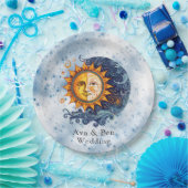 Assiettes En Carton Astronomie céleste Jaune Bleu Mariage (Fête)