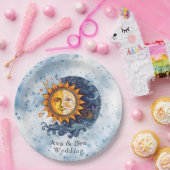 Assiettes En Carton Astronomie céleste Jaune Bleu Mariage (Fête)