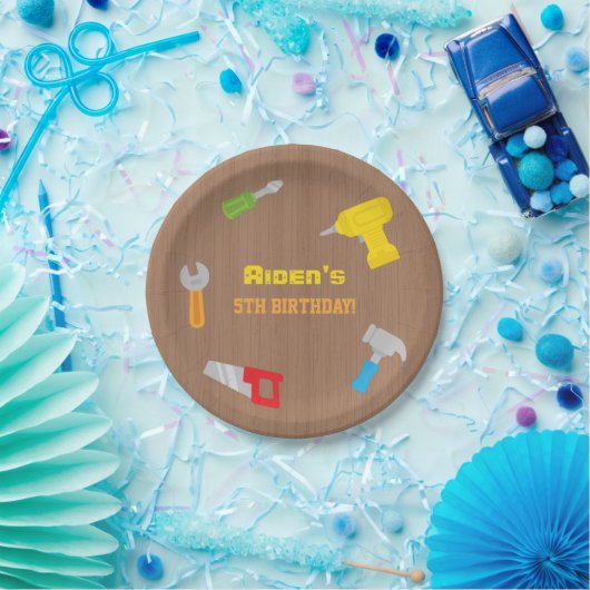 Assiettes En Carton Atelier d'outils Garçons Fournitures de fête d'ann (Fête)