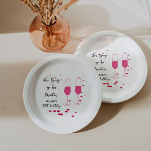 Assiettes En Carton Attacher ses vingt ans Champagne rose 30e annivers