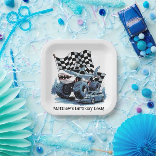 Assiettes En Carton Attaque de requin Camion Monster Anniversaire Bash (Fête)