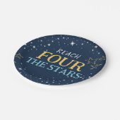 Assiettes En Carton Atteindre Quatre L'Espace Stars Anniversaire (Angle)