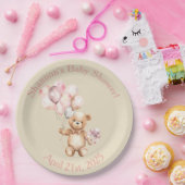 Assiettes En Carton Attendre - Ours En Teddy Avec Ballons (Fête)