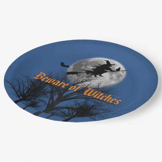 Assiettes En Carton Attention aux sorcières (Angle)