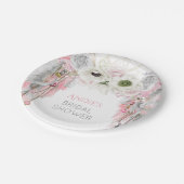 Assiettes En Carton Attrape-rêve Boho Rose Plumes Grises Cristaux (Angle)