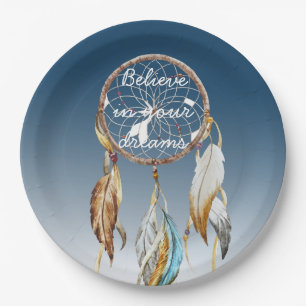 Assiettes En Carton Attrape-rêve ombré bleu marine Inspirant 