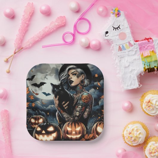 Assiettes En Carton Attraper une chambre | Sorcière à thème Halloween  (Fête)