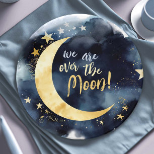 Assiettes En Carton Au-dessus de la lune Baby shower céleste étoiles e