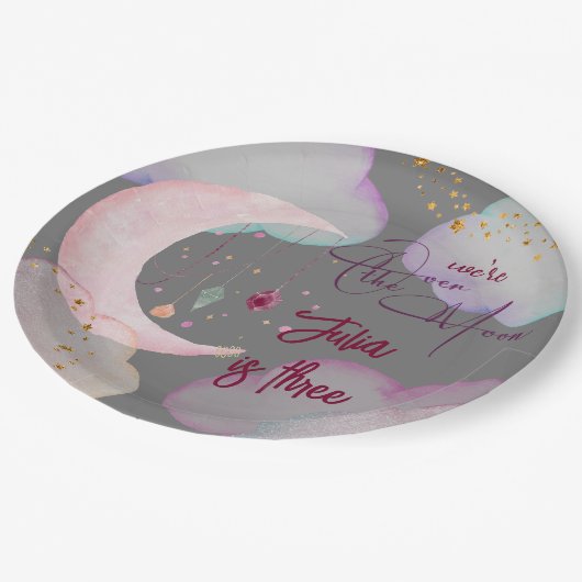 Assiettes En Carton Au-dessus de la lune imaginaire anniversaire de en (Angle)