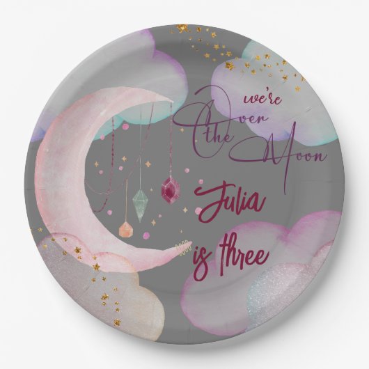 Assiettes En Carton Au-dessus de la lune imaginaire anniversaire de en (Devant)