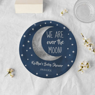 Assiettes En Carton Au-Dessus De La Lune   Plaque de papier Baby showe