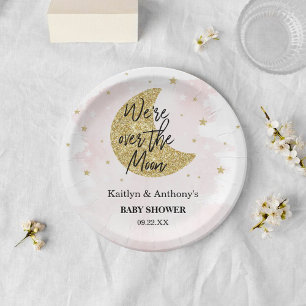 Assiettes En Carton Au-Dessus De La Lune Plaque de papier Baby showe