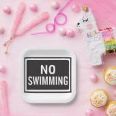 Assiettes En Carton Aucun signe de natation Gras Noir et Blanc Avertis (Fête)