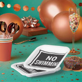 Assiettes En Carton Aucun signe de natation Gras Noir et Blanc Avertis