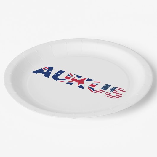 Assiettes En Carton AUKUS AU Royaume-Uni Flags de l'Alliance du Pacte  (Angle)