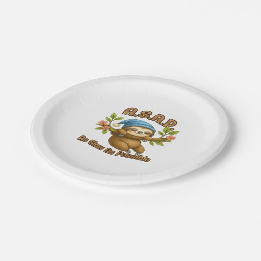 Assiettes En Carton Aussi Lent Que Possible - Joli Sloth ASAP Classic (Angle)